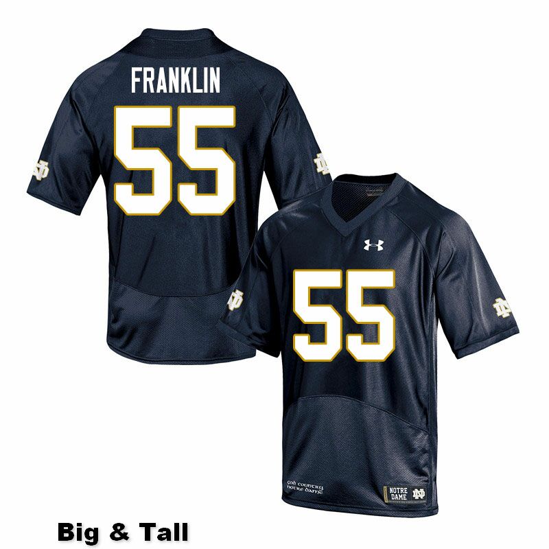 Men's NCAA Notre Dame Fighting Irish #55 Ja'Mion Franklin Stitched College Under Armour Authentic Navy Big & Tall Football Jersey QM10E74HY